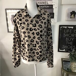 Leopard Print Zip-Up Sweatshirt